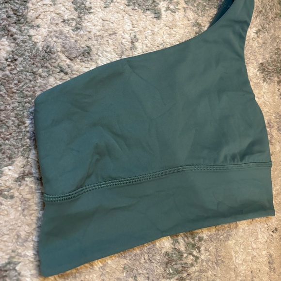 Lululemon Align Asymmetrical Bra Light Support, A/B Cup, Medium Forest Green 4 - Picture 5 of 7